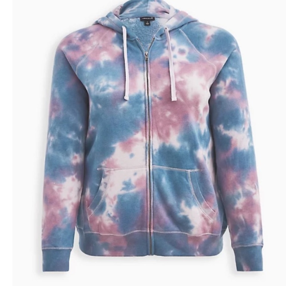 TORRID RAGLAN ZIP-UP HOODIE - COZY FLEECE TIE DYE